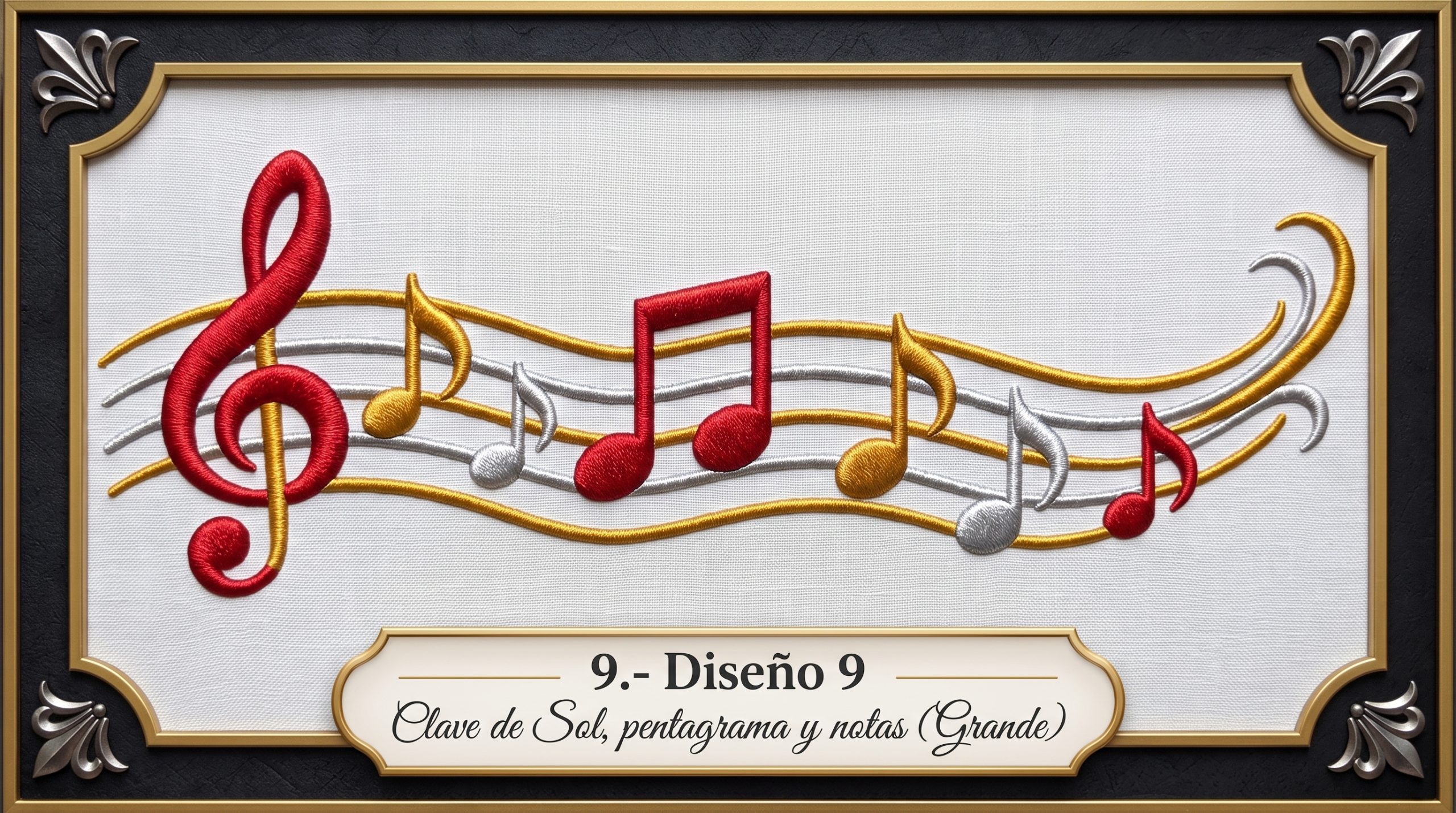 Diseno 9 Clave de Sol pentagrama y notas Grande